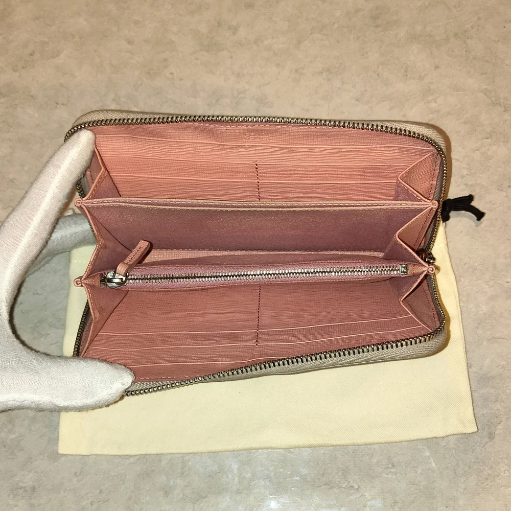 FENDI VITELLO ELITE CRYSTAL EYE  COLORBLOCK MONSTER ZIPPY LONG Wallet & DUSTBAG